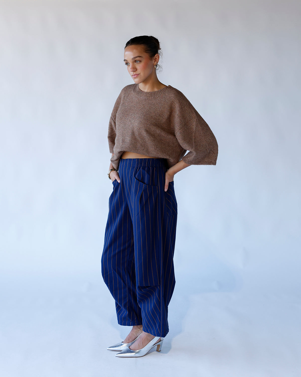 FREE PEOPLE MARGOT SWEATER TEE X PEARL MELANGE