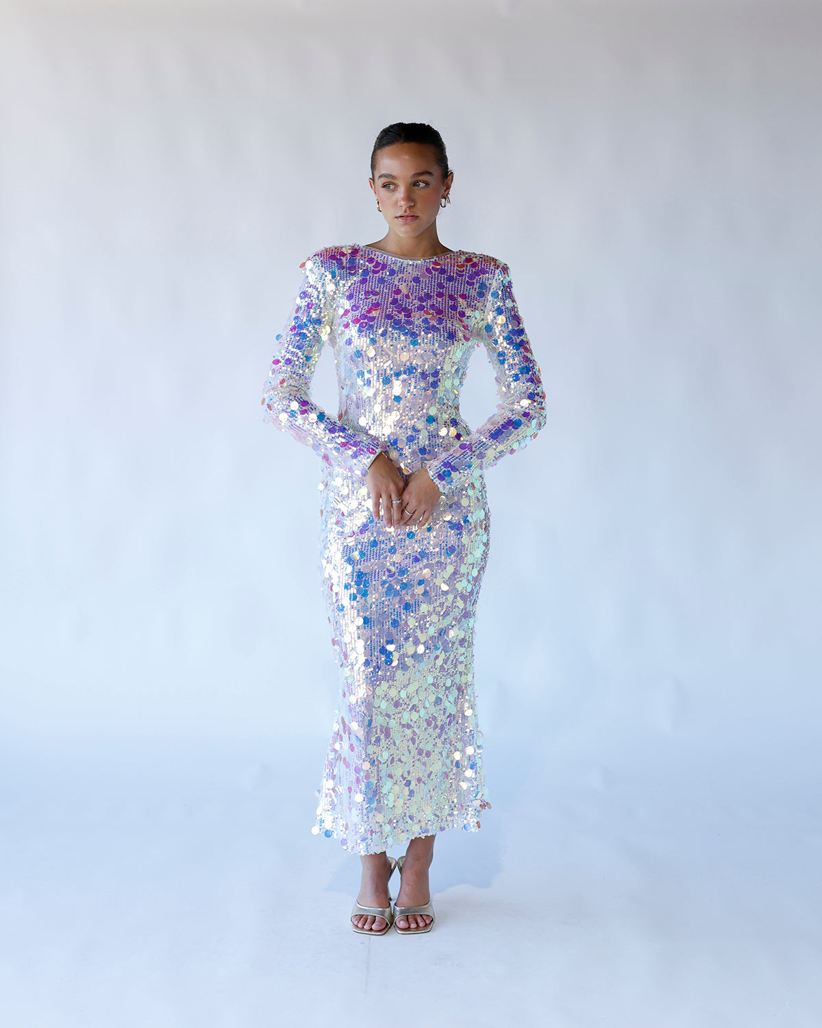 sequin dress midi holidays nye sparkly dinner cocktail attire formal 