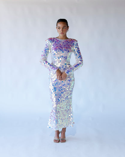 sequin dress midi holidays nye sparkly dinner cocktail attire formal 