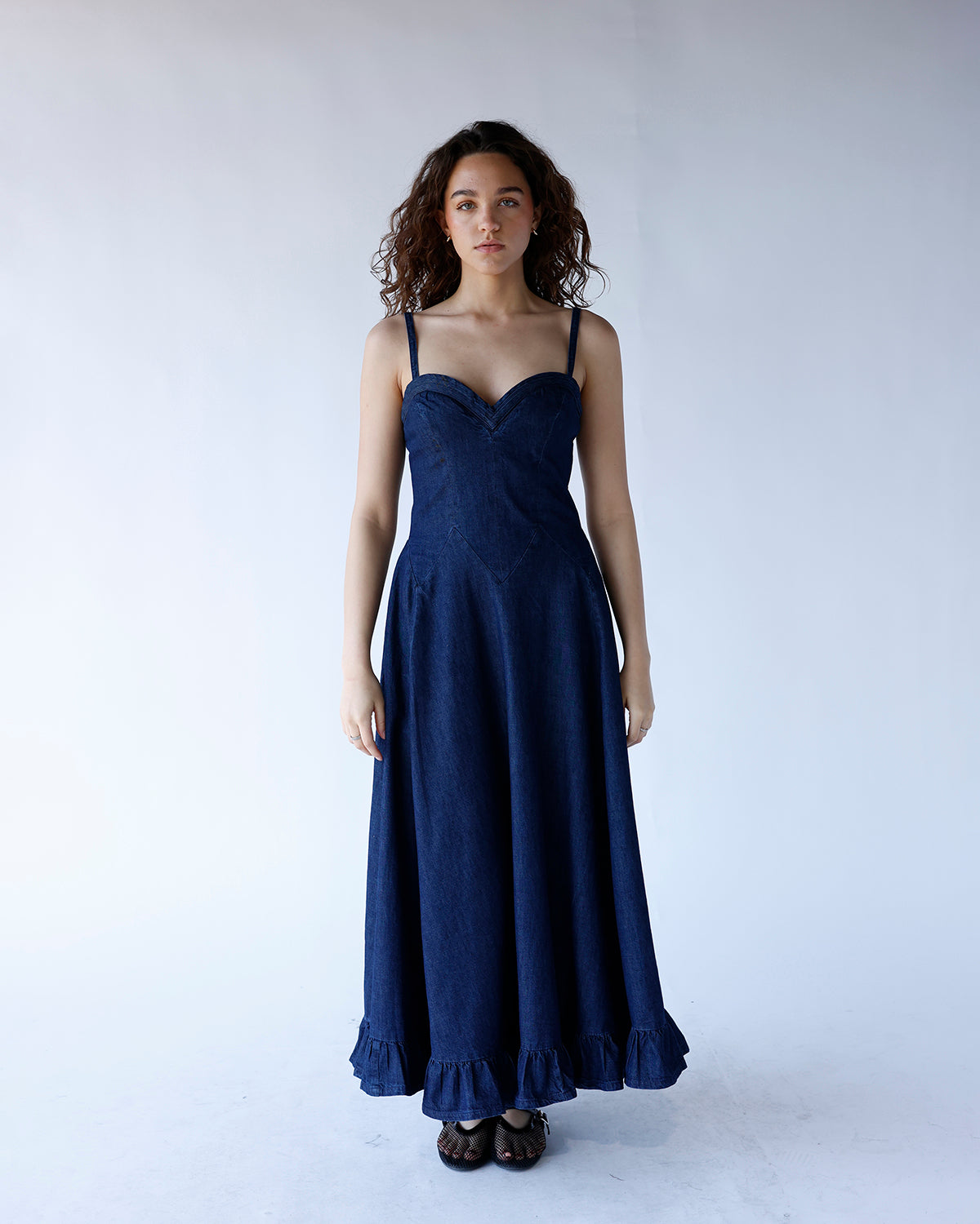 FREE PEOPLE ANOTHER SEASON DENIM MIDI DRESS