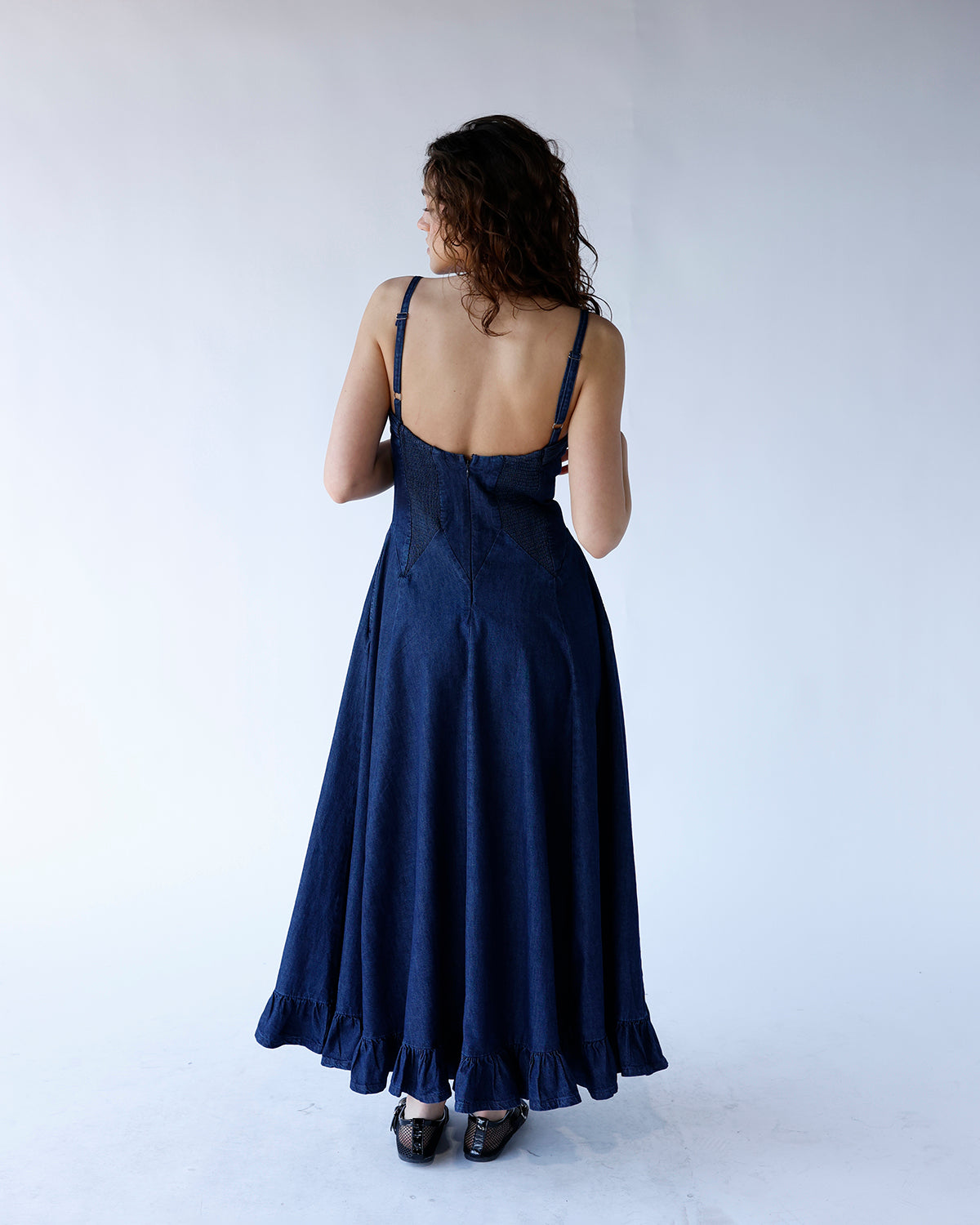 FREE PEOPLE ANOTHER SEASON DENIM MIDI DRESS
