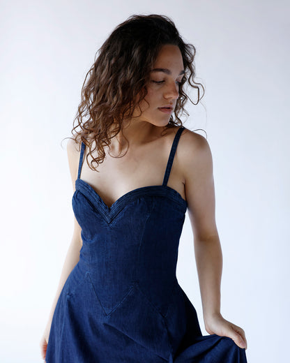 FREE PEOPLE ANOTHER SEASON DENIM MIDI DRESS