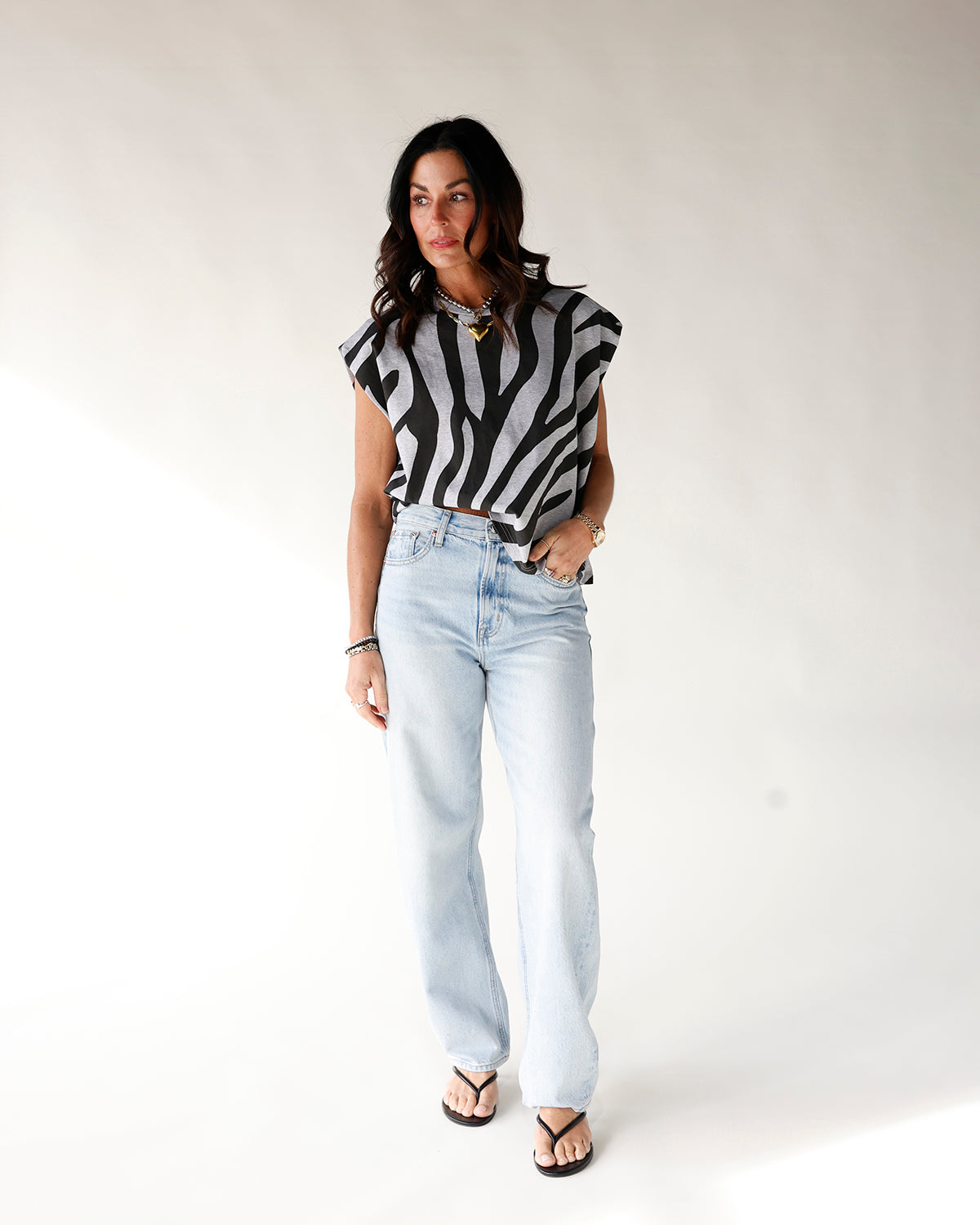 HIP WILD INSTINCT ZEBRA MUSCLE TEE