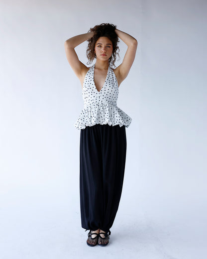 PARIS NIGHTS POLKA DOT HALTER TOP