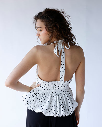 PARIS NIGHTS POLKA DOT HALTER TOP