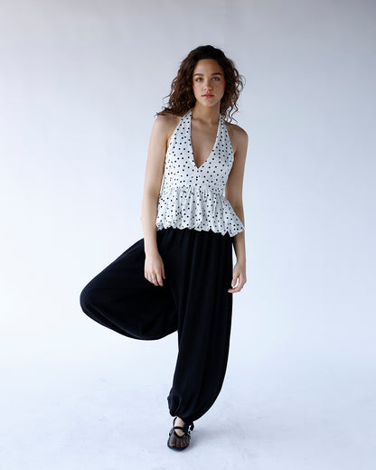 PARIS NIGHTS POLKA DOT HALTER TOP