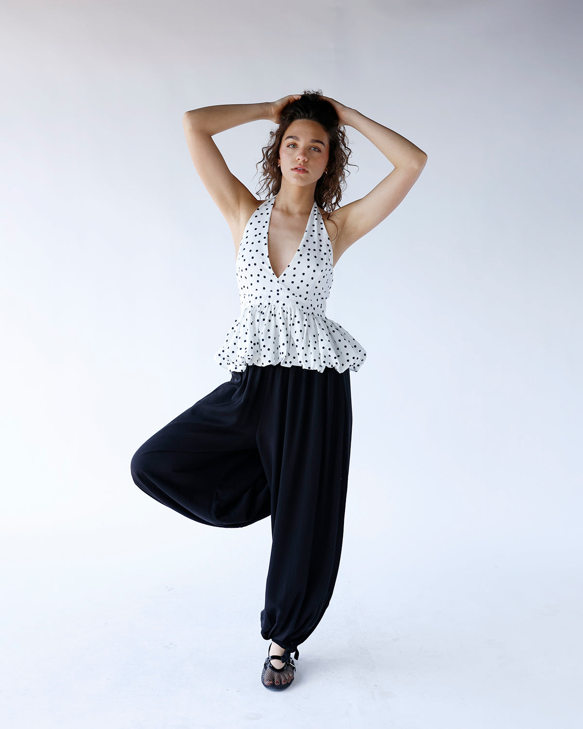 PARIS NIGHTS POLKA DOT HALTER TOP