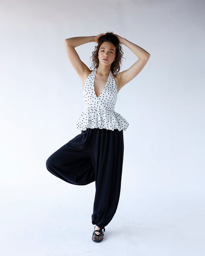 PARIS NIGHTS POLKA DOT HALTER TOP