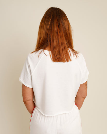 WORK IT OUT CROP TOP X WHITE