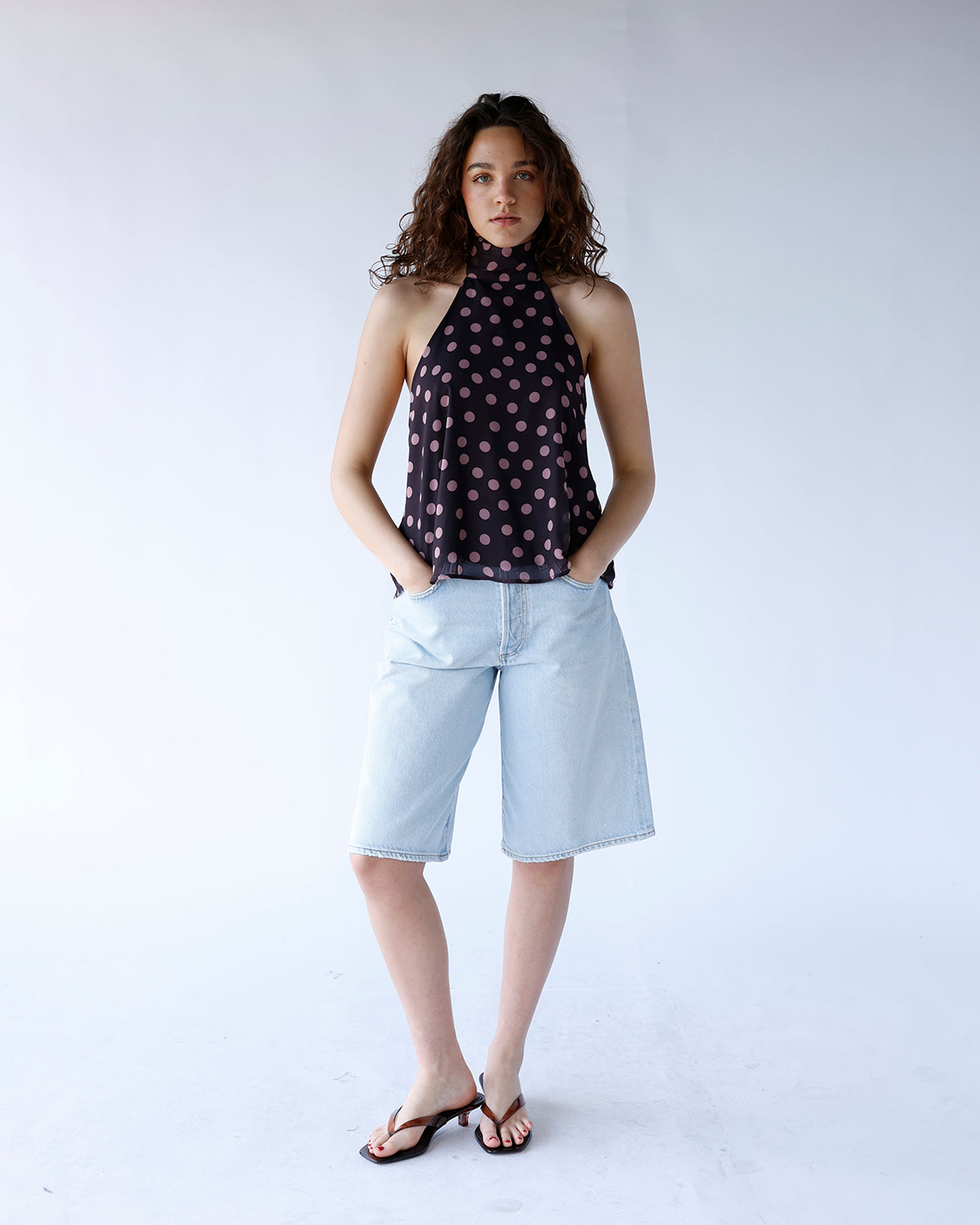 LOVE SPELL POLKA DOT HALTER TOP