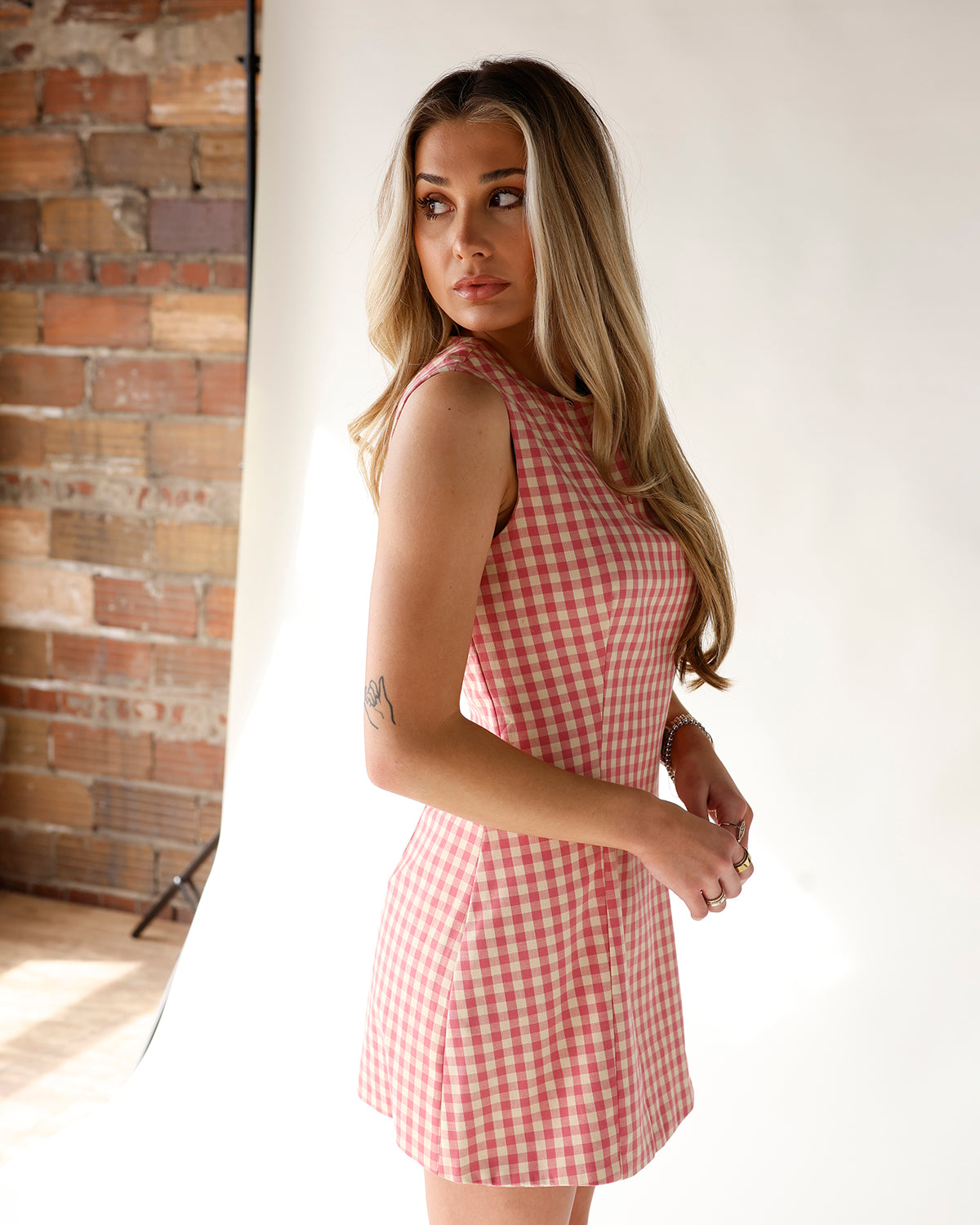 PRETTY IN PINK GINGHAM MINI DRESS