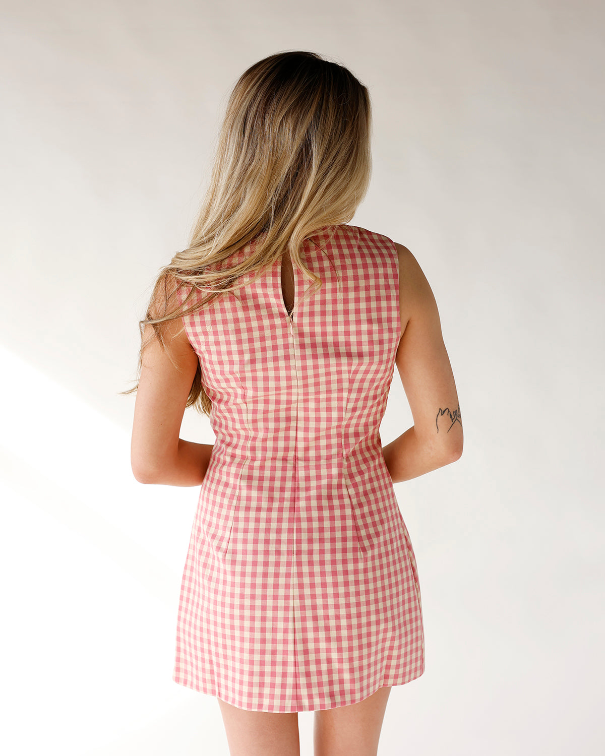 PRETTY IN PINK GINGHAM MINI DRESS