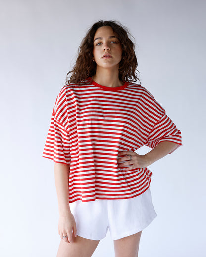 THE SOHO STRIPE TEE X RED