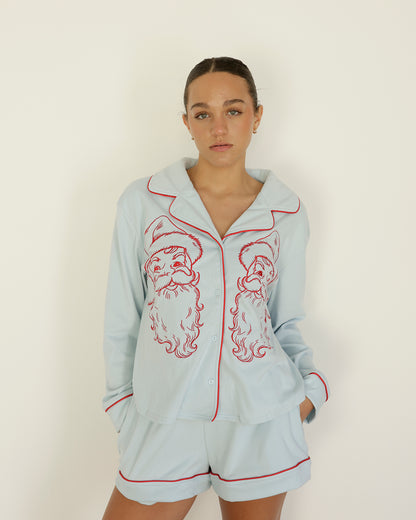 SANTA BABY PAJAMA SET X LIGHT BLUE