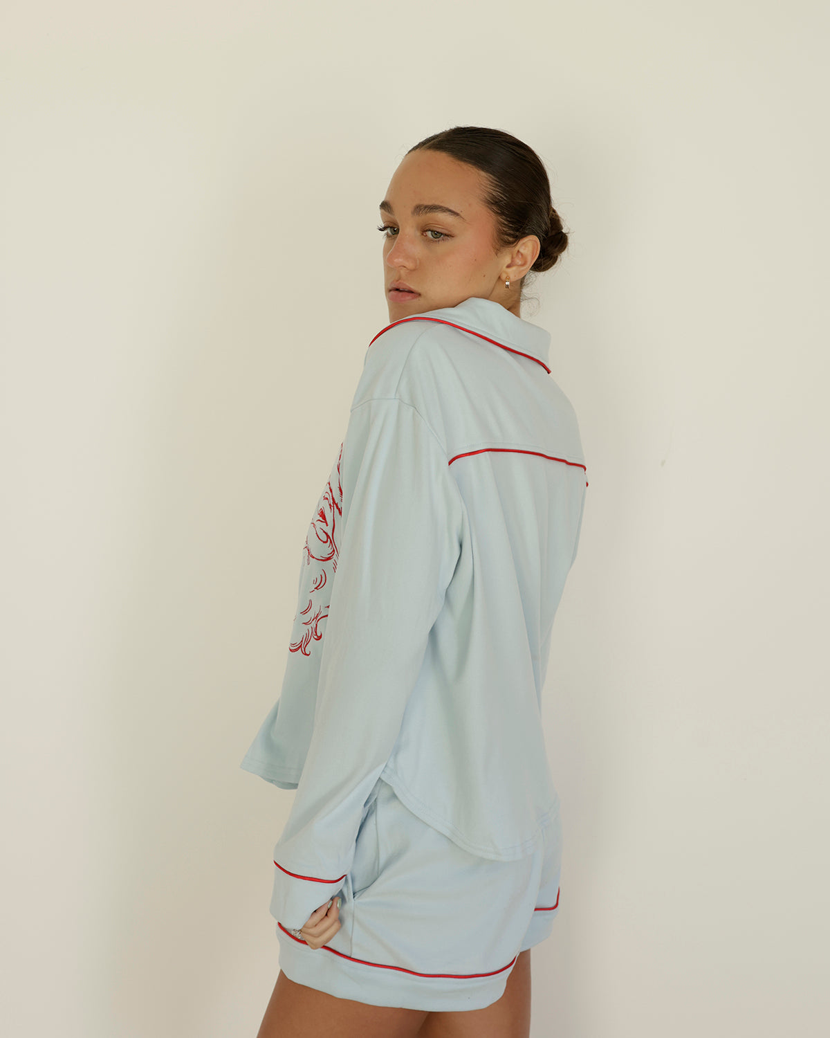 SANTA BABY PAJAMA SET X LIGHT BLUE