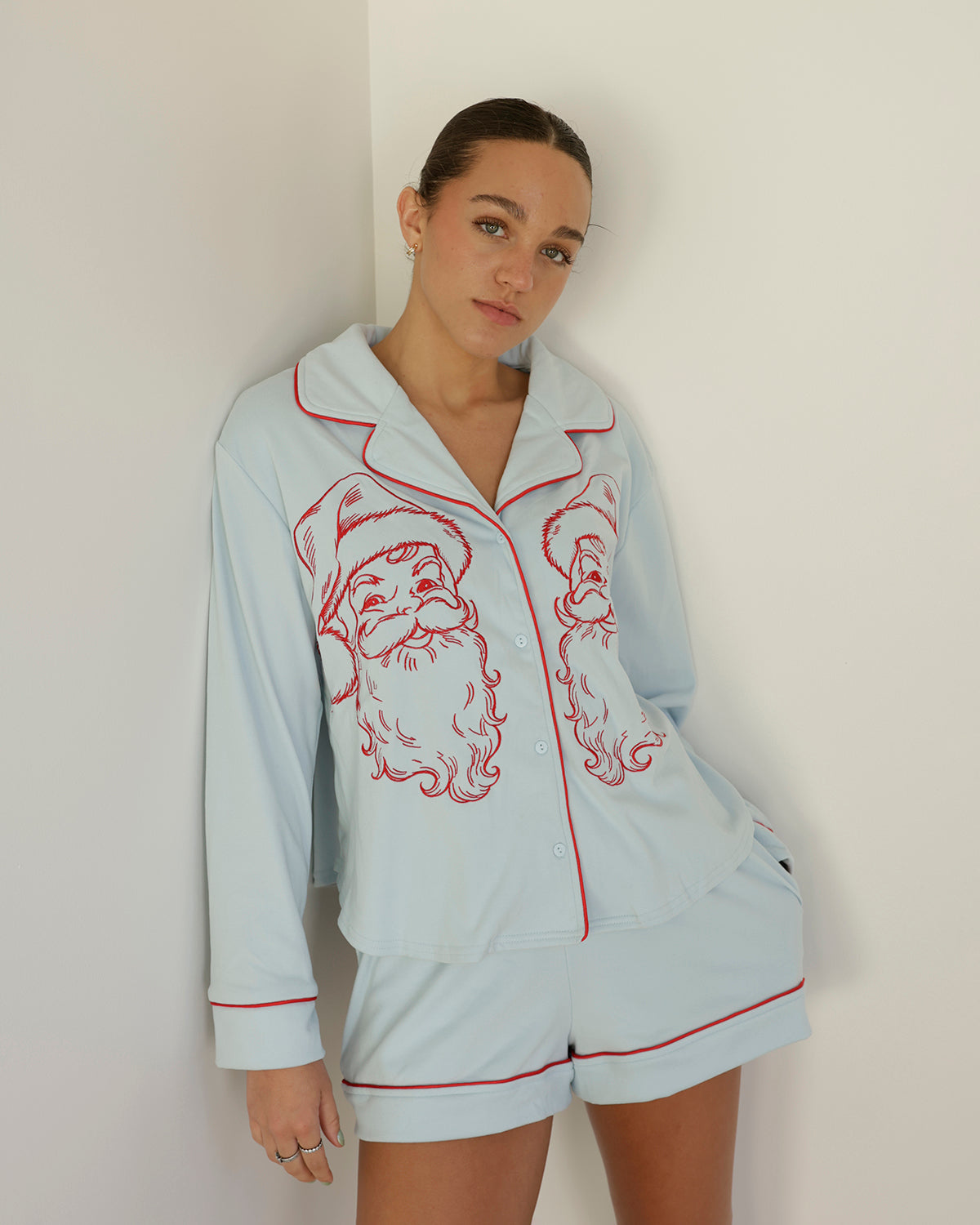 SANTA BABY PAJAMA SET X LIGHT BLUE