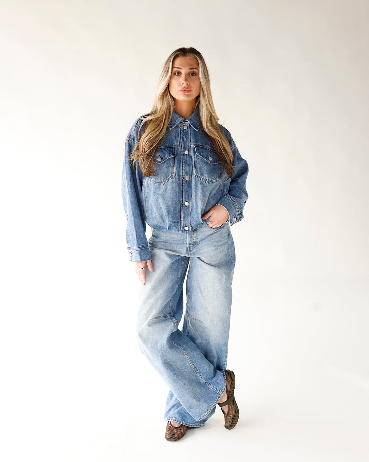 denim trucker jacket pistola bibi blouson trucker jacket heartfelt women's denim jacket