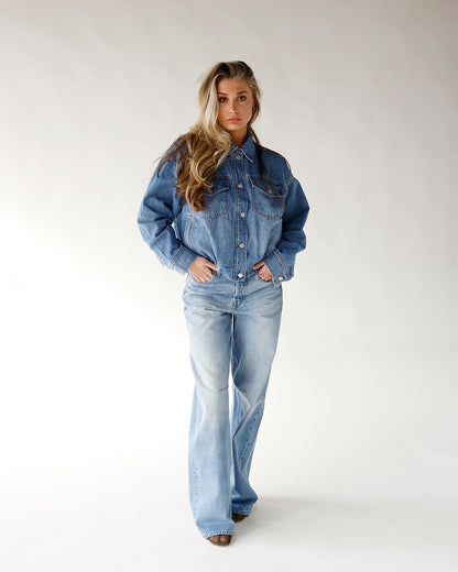 PISTOLA SYDNEY HIGH RISE BOWED WIDE LEG JEAN X HAZY