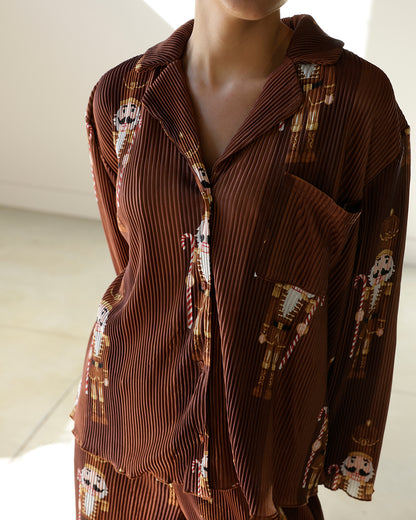 NUTCRACKER CHRISTMAS PAJAMA SET X BROWN