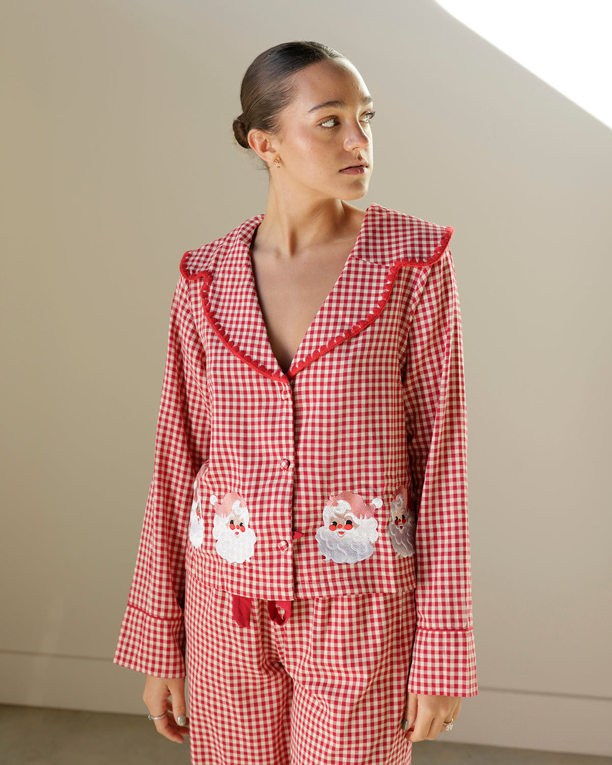 SANTA RED GINGHAM PAJAMA SET