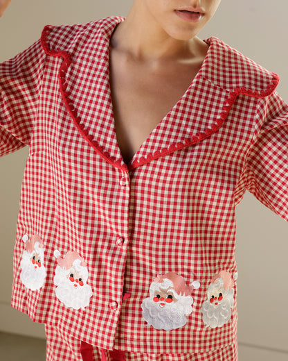 SANTA RED GINGHAM PAJAMA SET