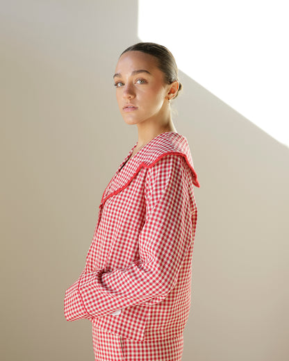 SANTA RED GINGHAM PAJAMA SET