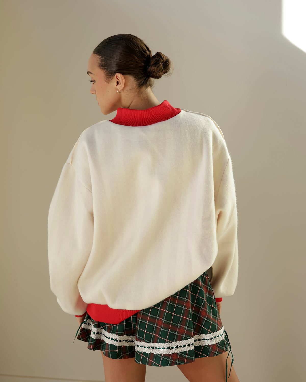 MERRY + STRIPED REVERSIBLE MOCK NECK SWEATSHIRT