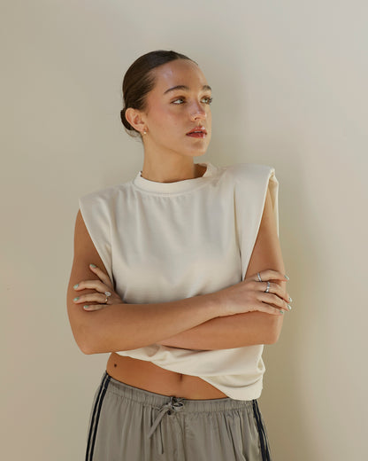 WORK WEAR ON REPEAT SLEEVELESS TOP X IVORY