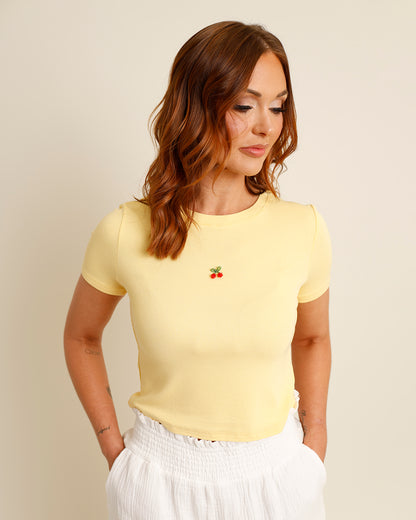 butter yellow ribbed cherry top
