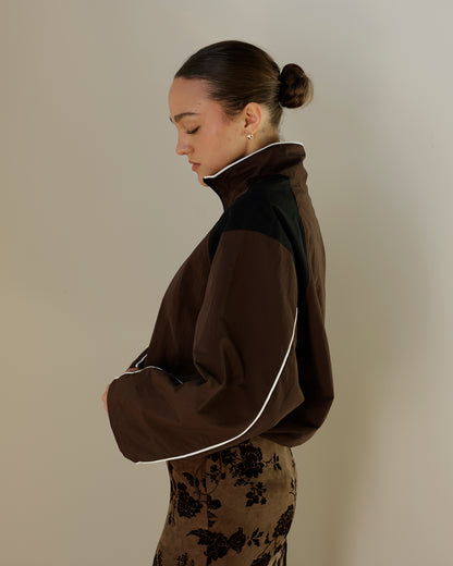 DOWNTOWN COOL COLORBLOCK WINDBREAKER X BROWN + BLACK