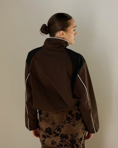 DOWNTOWN COOL COLORBLOCK WINDBREAKER X BROWN + BLACK