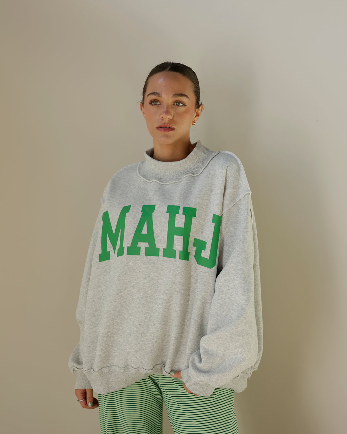 MAHJ + BAM REVERSIBLE MOCK NECK SWEATSHIRT