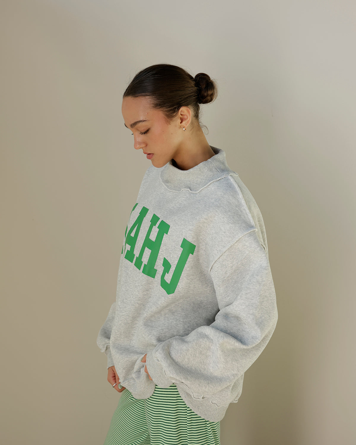 MAHJ + BAM REVERSIBLE MOCK NECK SWEATSHIRT