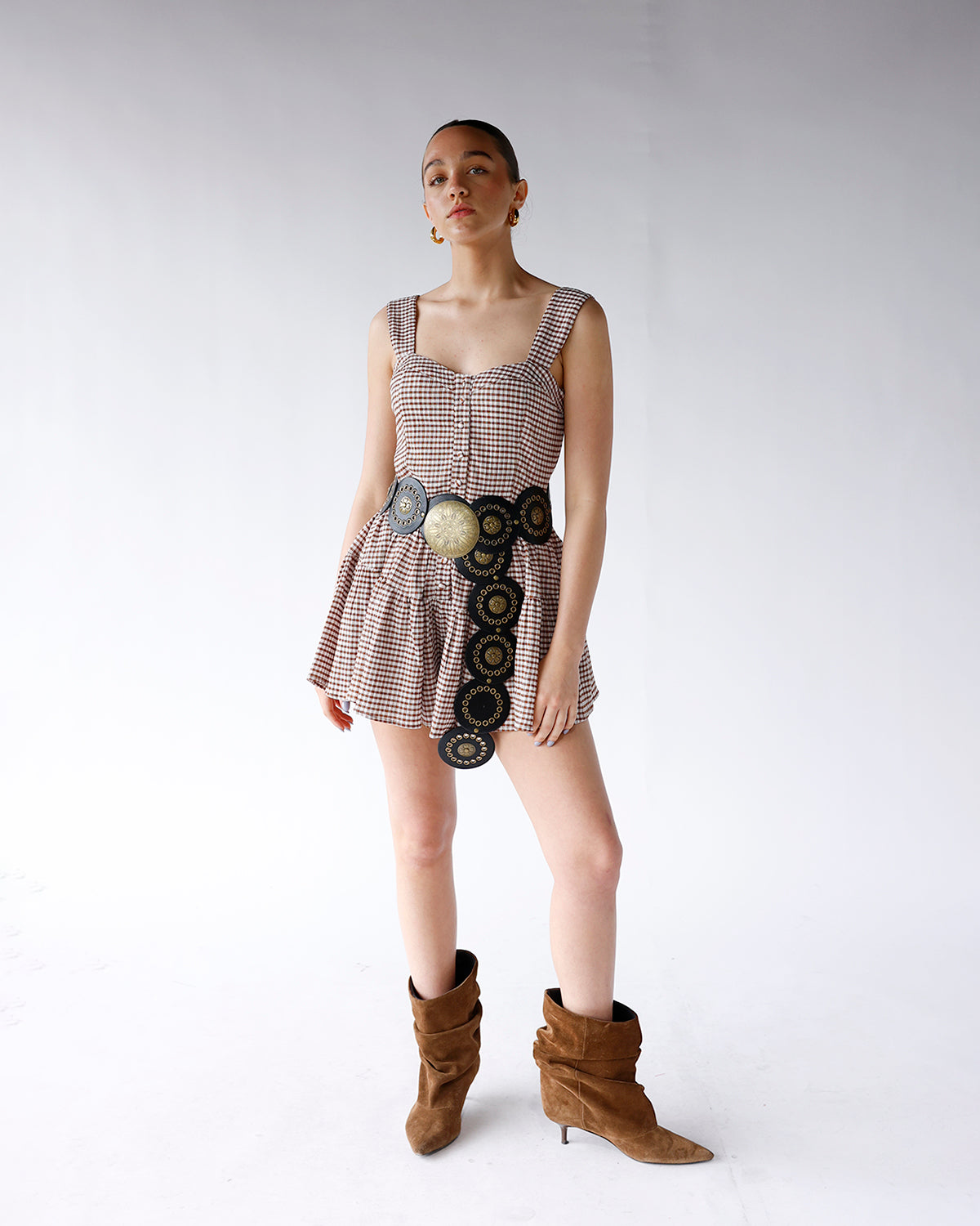 SUGAR MAPLE GINGHAM ROMPER