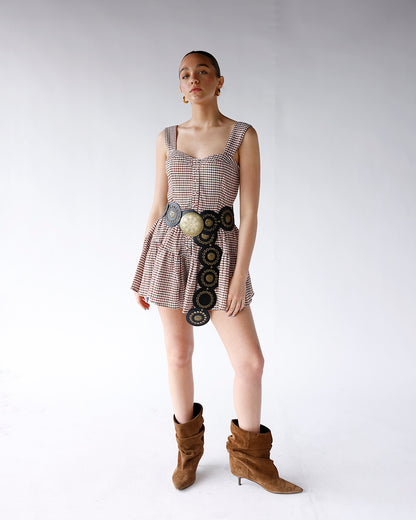 SUGAR MAPLE GINGHAM ROMPER