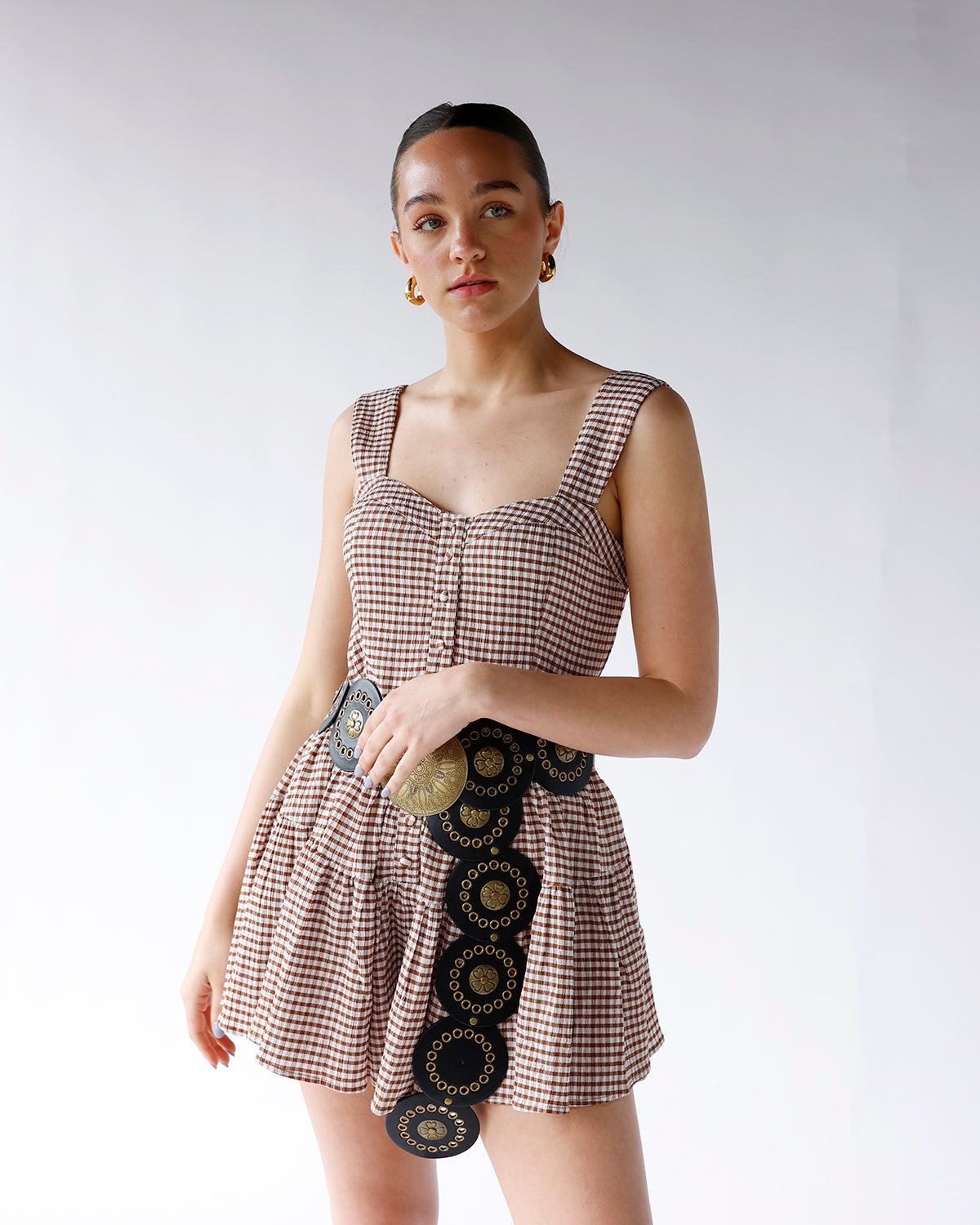 SUGAR MAPLE GINGHAM ROMPER