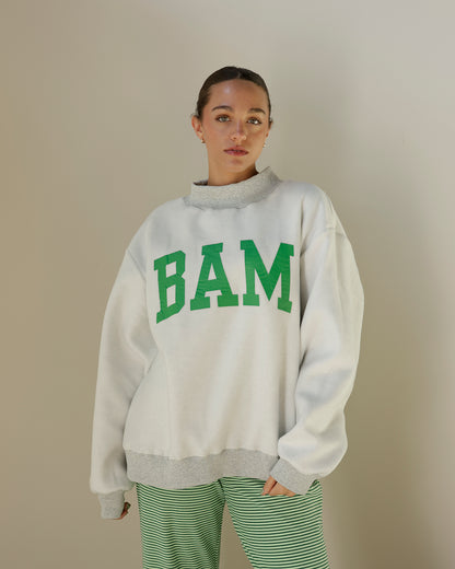 MAHJ + BAM REVERSIBLE MOCK NECK SWEATSHIRT