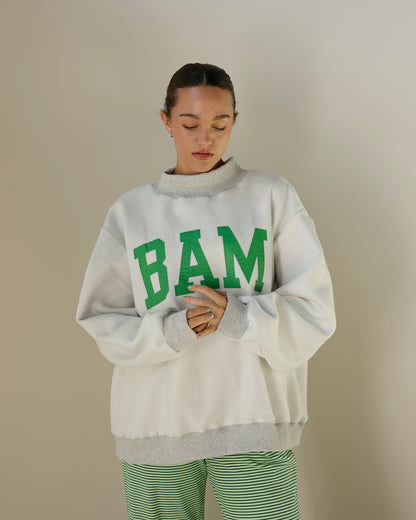 MAHJ + BAM REVERSIBLE MOCK NECK SWEATSHIRT