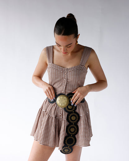 SUGAR MAPLE GINGHAM ROMPER