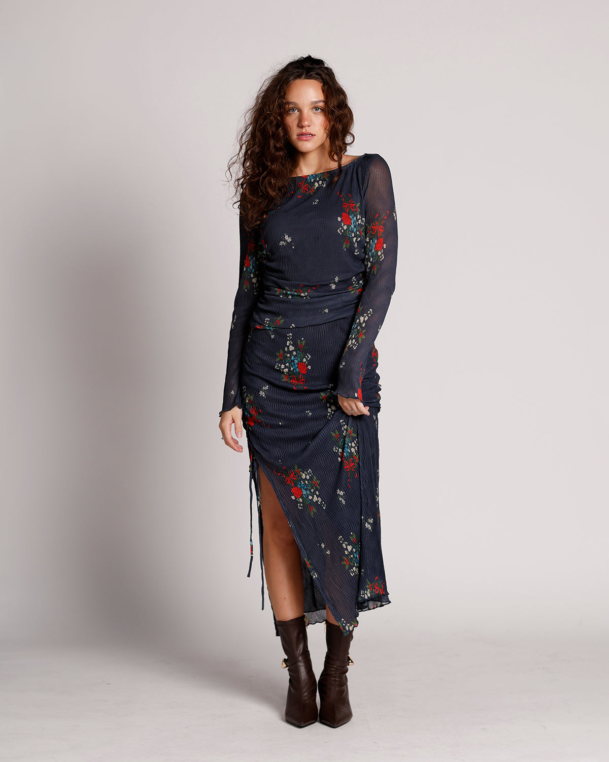 FREE PEOPLE CRIMSON LIGHTS FLORAL MESH TOP & SKIRT SET - extra small FREE PEOPLE CRIMSON LIGHTS FLORAL MESH TOP & SKIRT SET - extra small