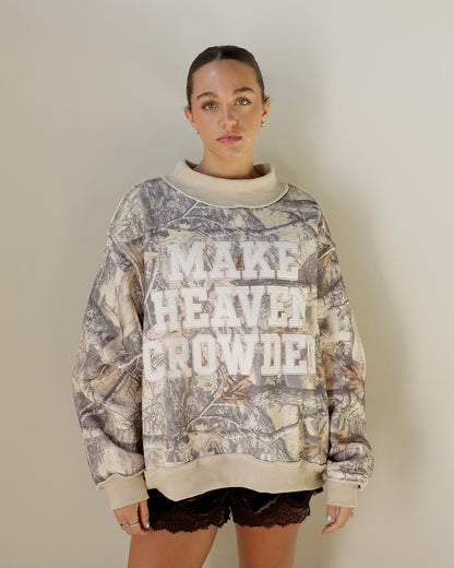 MAKE HEAVEN CROWDED CAMO MOCK NECK SWEATSHIRT