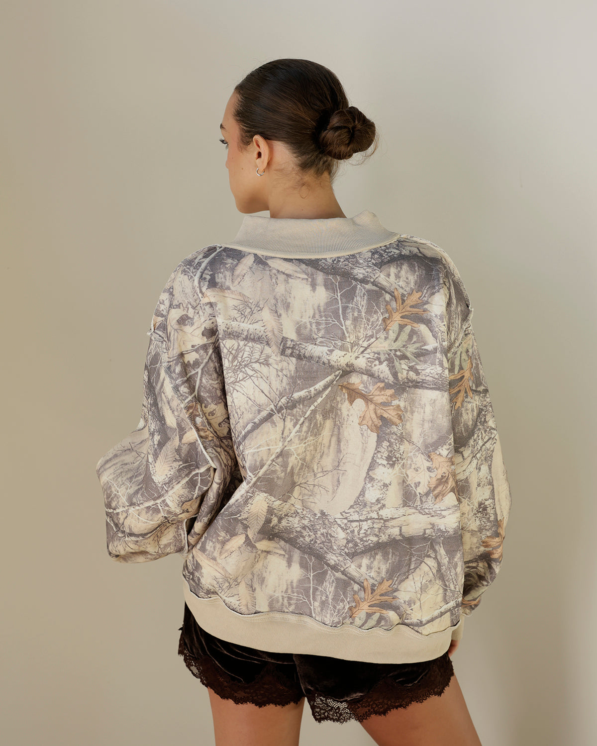MAKE HEAVEN CROWDED CAMO MOCK NECK SWEATSHIRT
