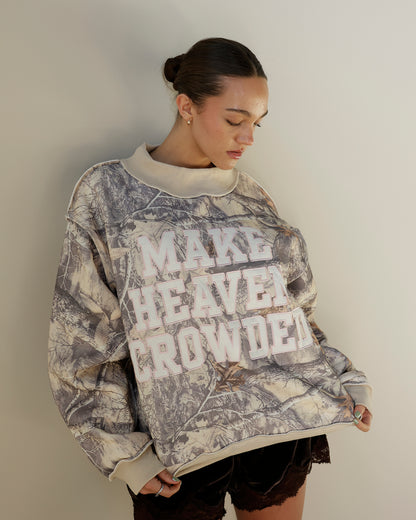 MAKE HEAVEN CROWDED CAMO MOCK NECK SWEATSHIRT