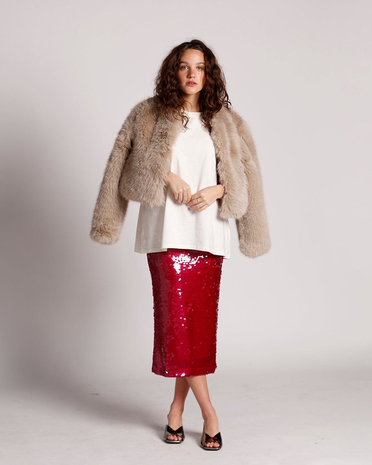 LARA MAGENTA SEQUIN SKIRT