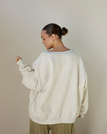 JESUS + GOD IS GOOD SPLIT NECK REVERSIBLE SWEATSHIRT