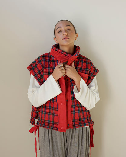 CHRISTMAS COZY PLAID OVERSIZED VEST