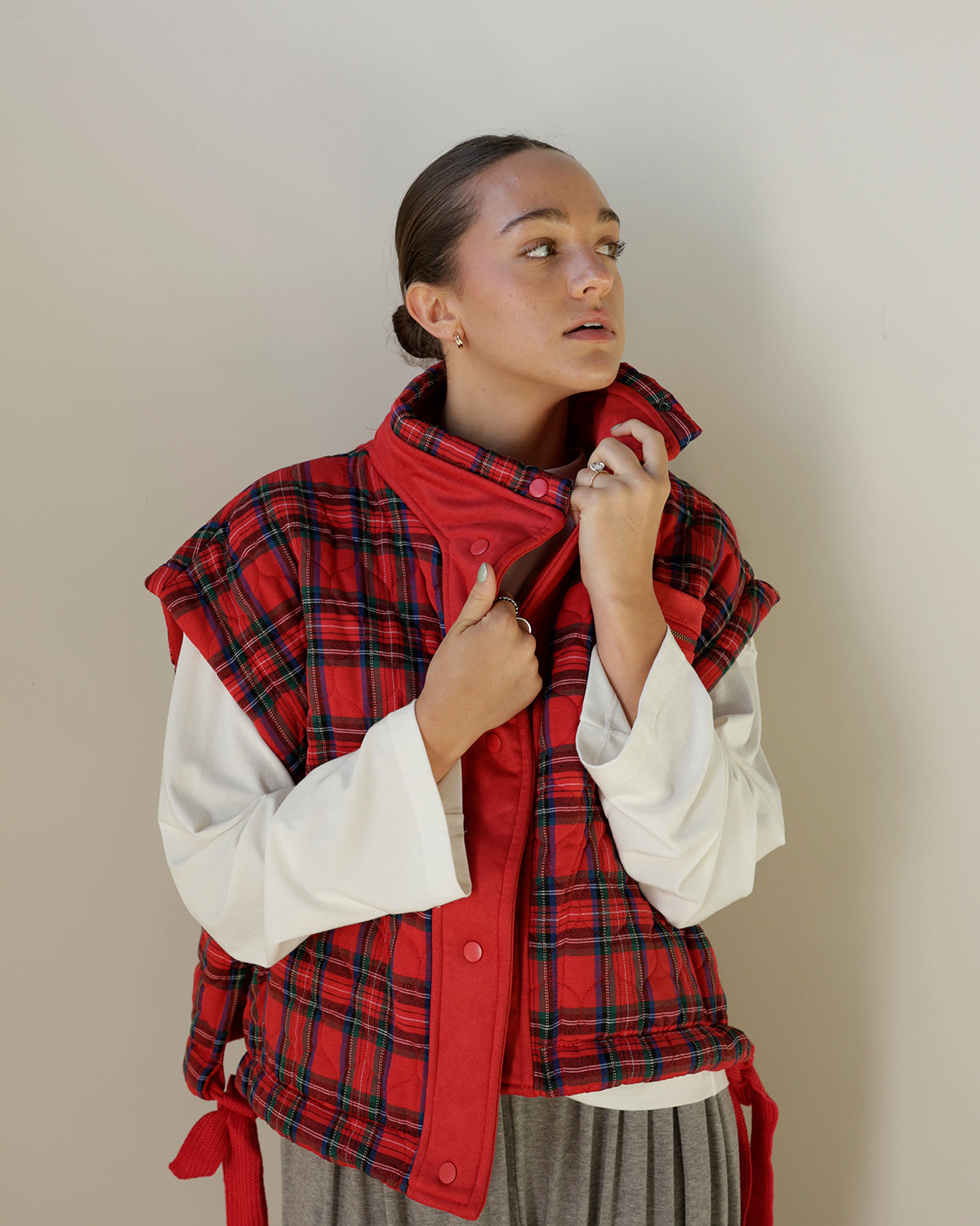 CHRISTMAS COZY PLAID OVERSIZED VEST