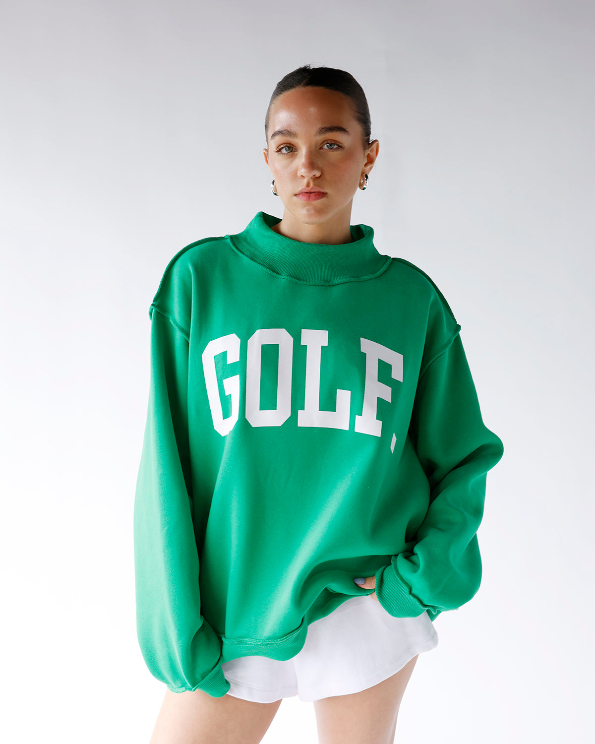 Golf Reversible Mock Neck Sweatshirt, Unisex Long Sleeve, Kelly