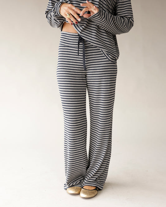 COZY COOL MORNINGS STRIPED LOUNGE PANT X NAVY