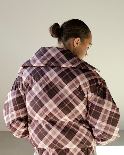 PINKY PROMISE PLAID PUFFER JACKET